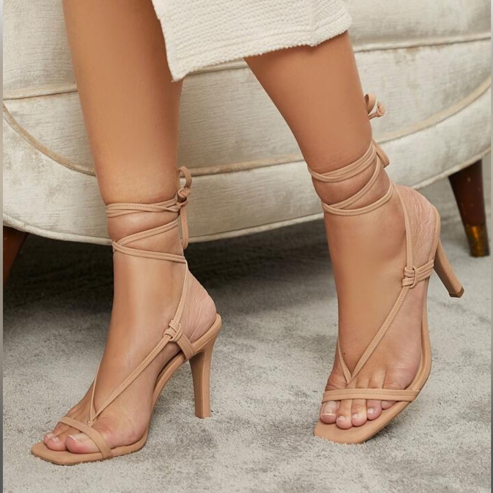 Shein nude colored tie heels